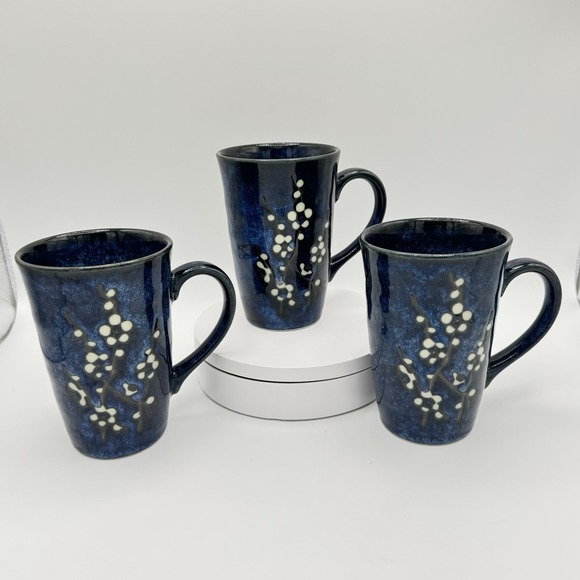 3 World Market CHERRY BLOSSOM Tall COFFEE or TEA MUGS